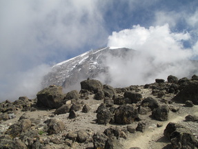 Climb Kilimanjaro, A view of Kilimanjaro's summit, from Barafu Camp, Kilimanjaro's base camp.